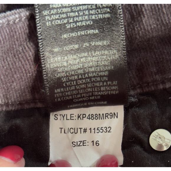 Kut from the Kloth Gray Diana Skinny Corduroy Jeans Size 16 EUC - Picture 6 of 10